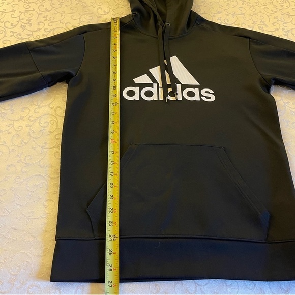 Adidas Black Hoodie With Large White Logo Pullover Sweatshirt Raglan Sleeves - Picture 14 of 16